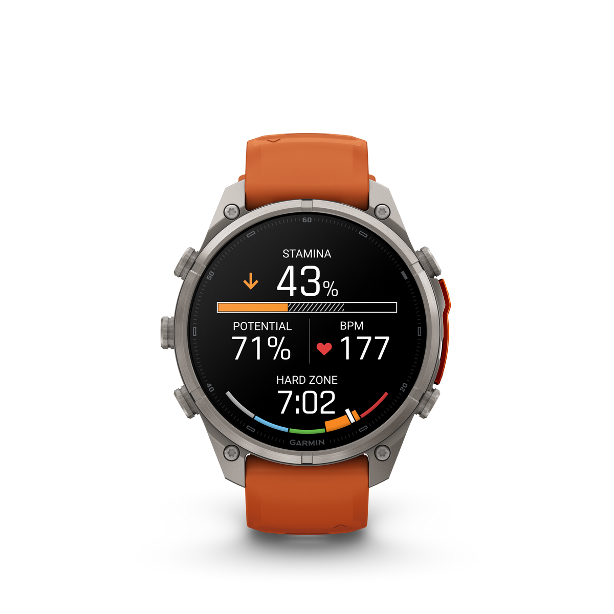 Garmin Fenix 9 Pro inReach AMOLED smartwatch, 47mm titanium case with orange silicone band