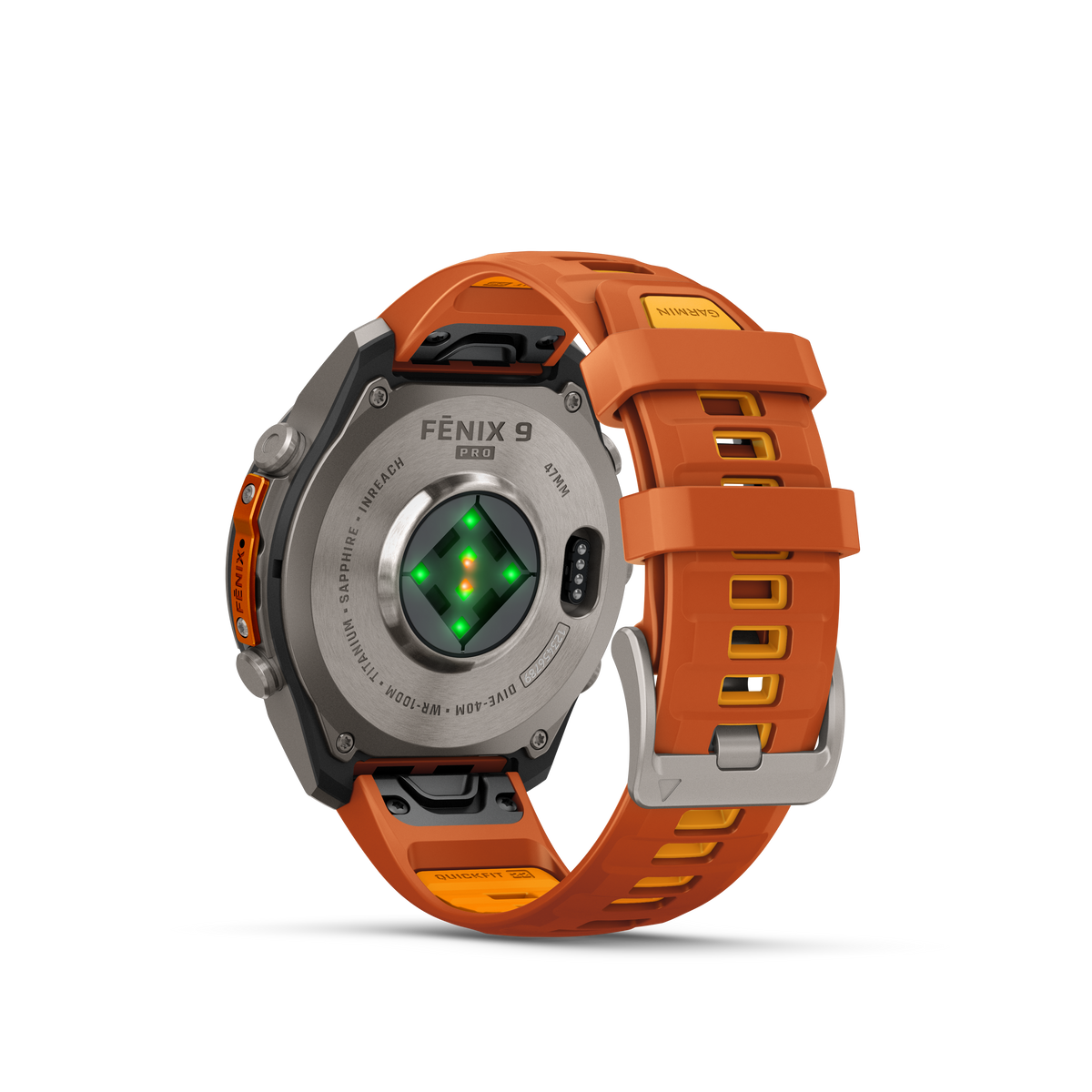 Garmin Fenix 9 Pro AMOLED, (47mm), Titanium w/ Orange Silicone Band (010-04336-05)
