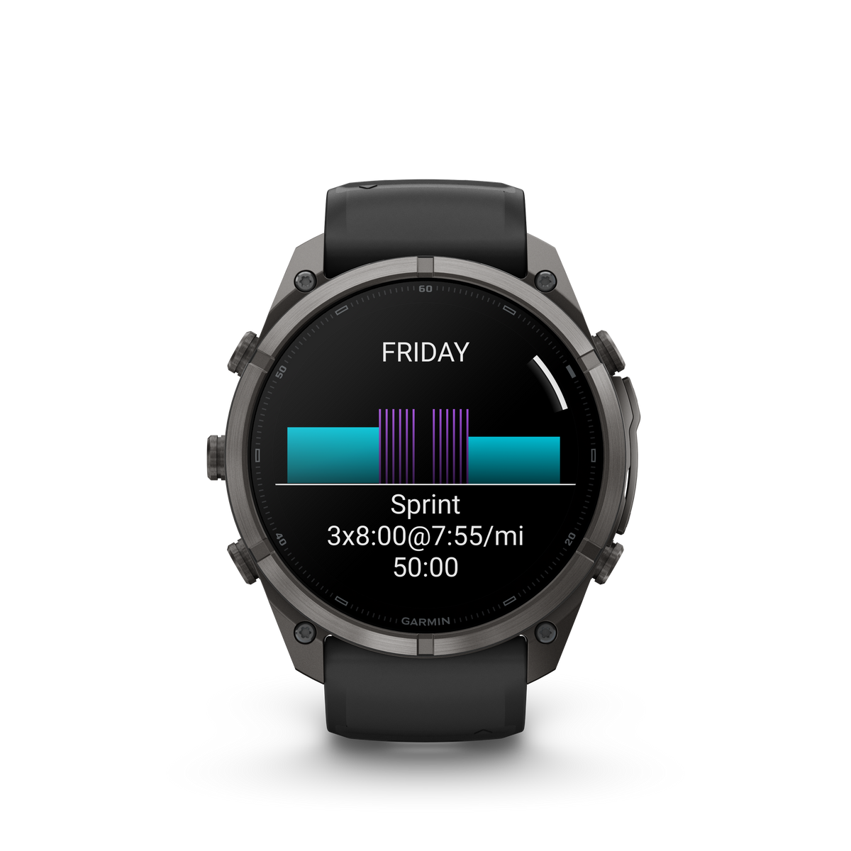 Garmin Fenix 9 Pro AMOLED 51mm DLC titanium smartwatch with black/gray silicone band.
