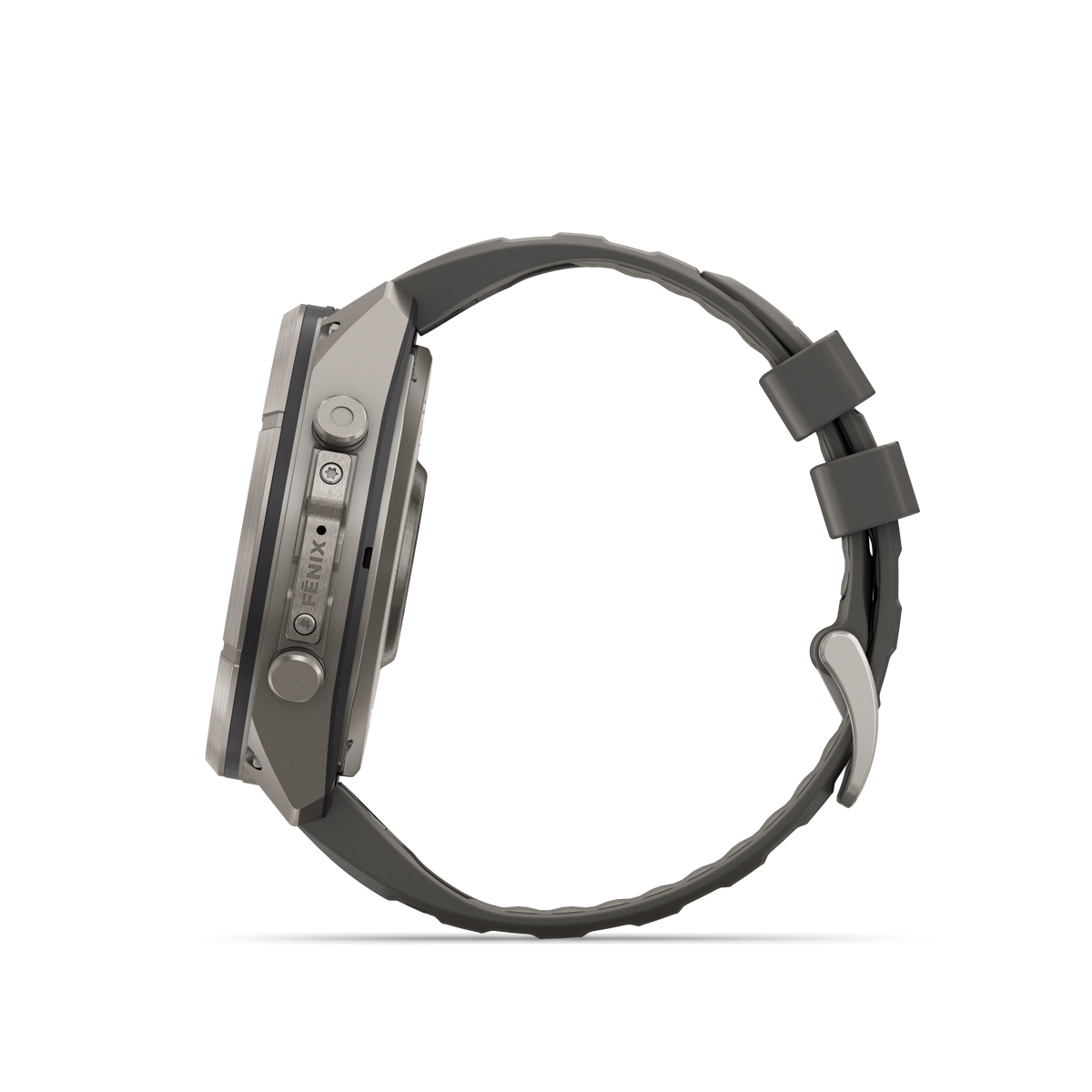 Garmin Fenix 9 Pro Solar watch, 51mm titanium case with gray silicone band