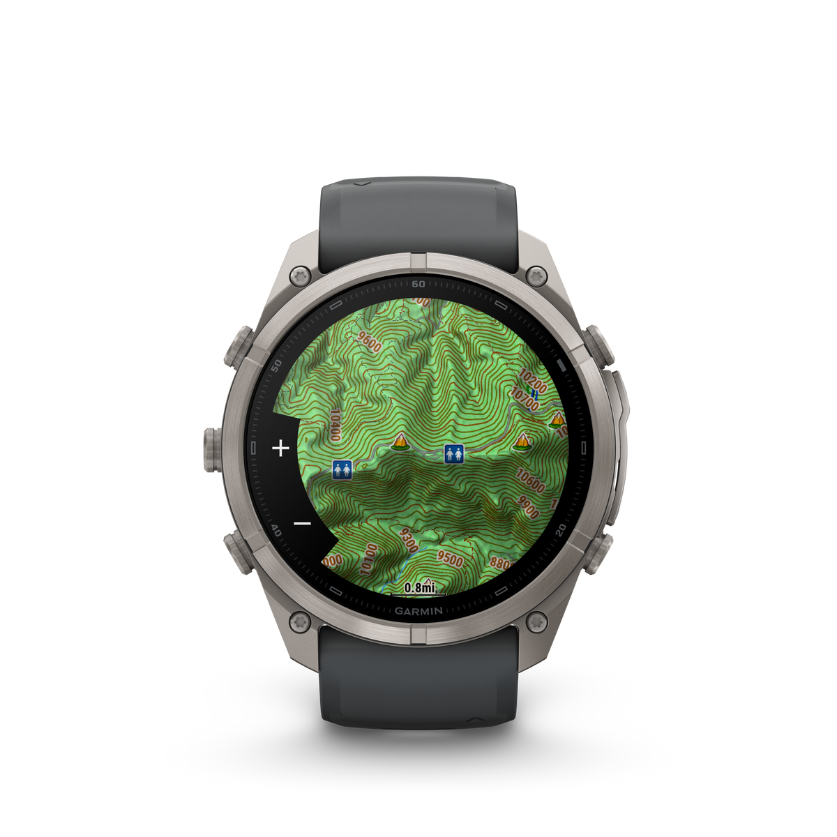 Garmin Fenix 9 Pro inReach AMOLED 51mm DLC Titanium smartwatch with graphite and black silicone band