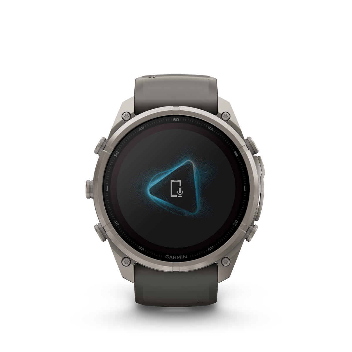Garmin Fenix 9 Pro Solar 51mm titanium smartwatch with gray and silver silicone band