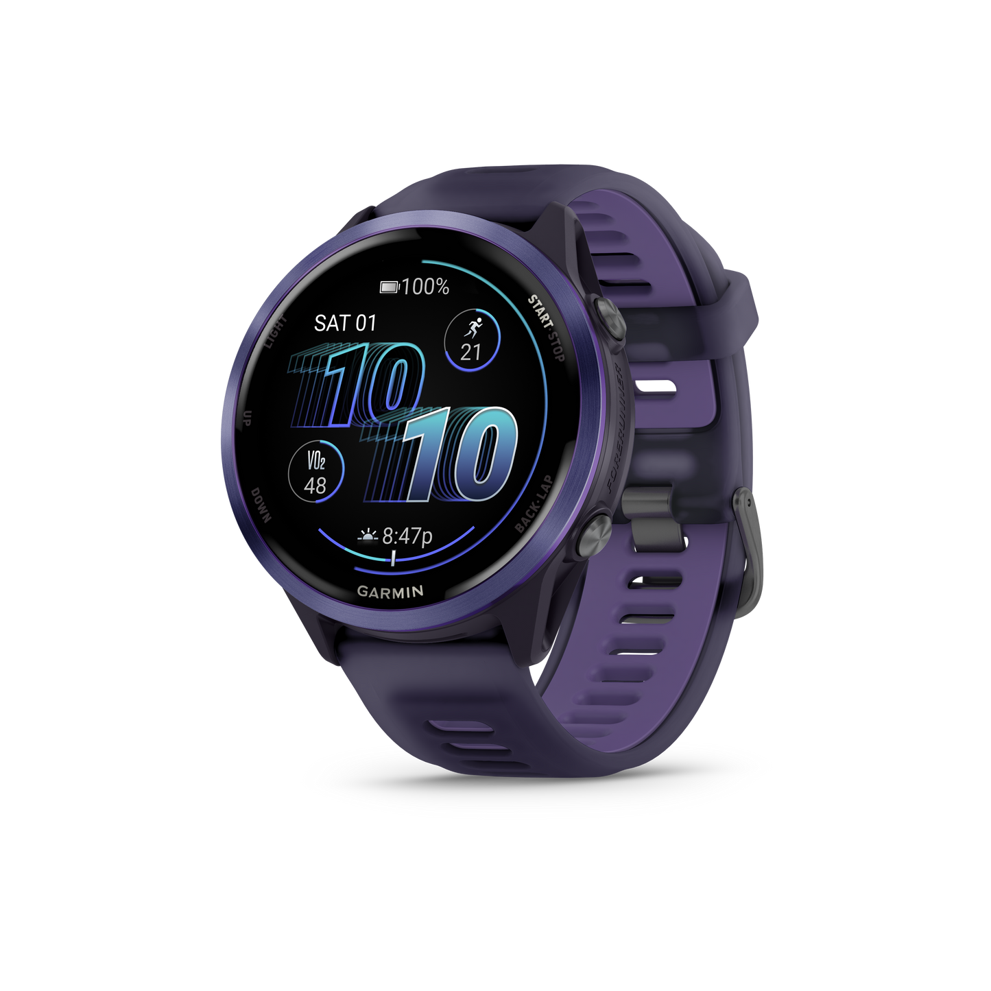 Garmin Forerunner 570 smartwatch, 47mm Indigo case with purple/indigo band