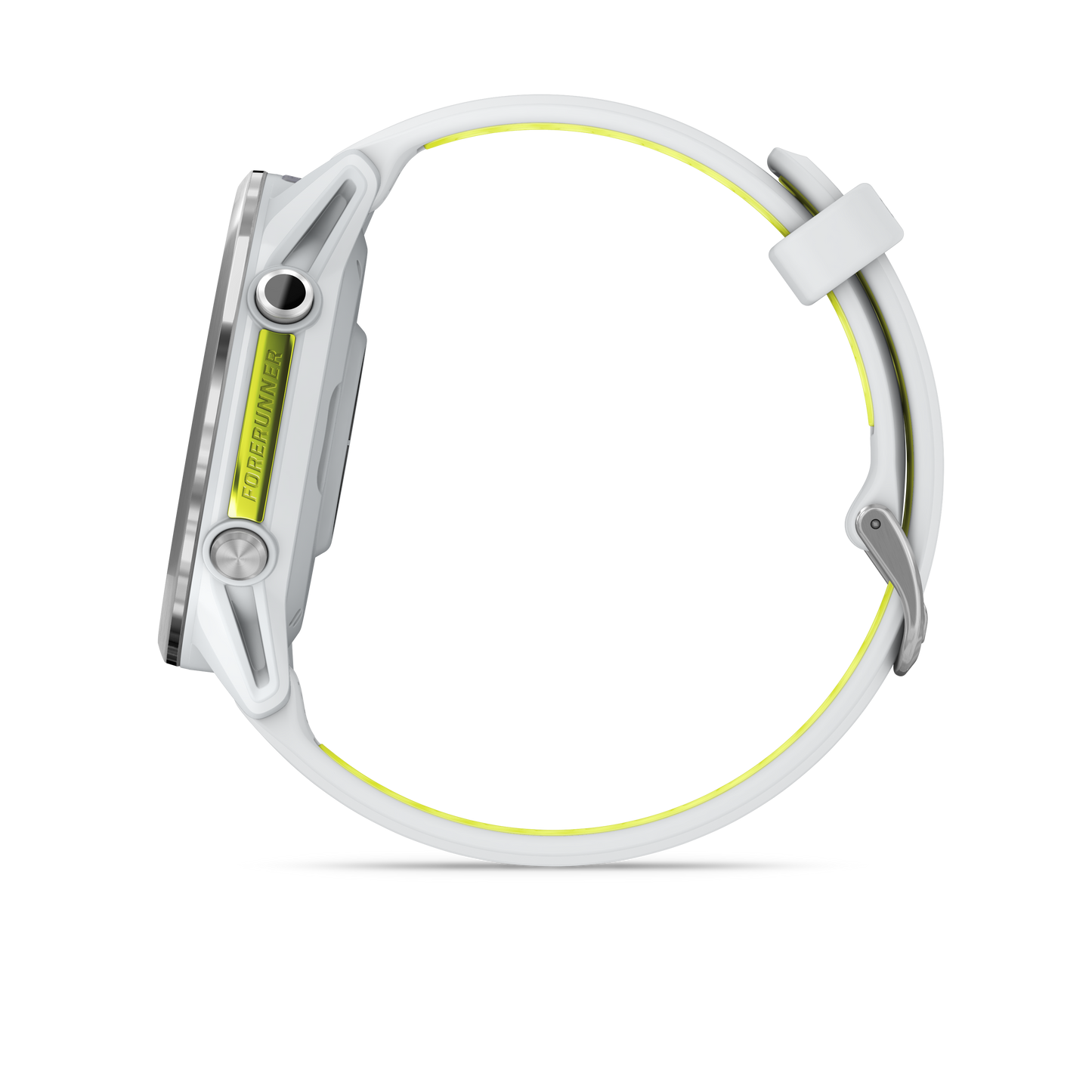 Garmin Forerunner 970 smartwatch with titanium case and Whitestone/Amp Yellow band