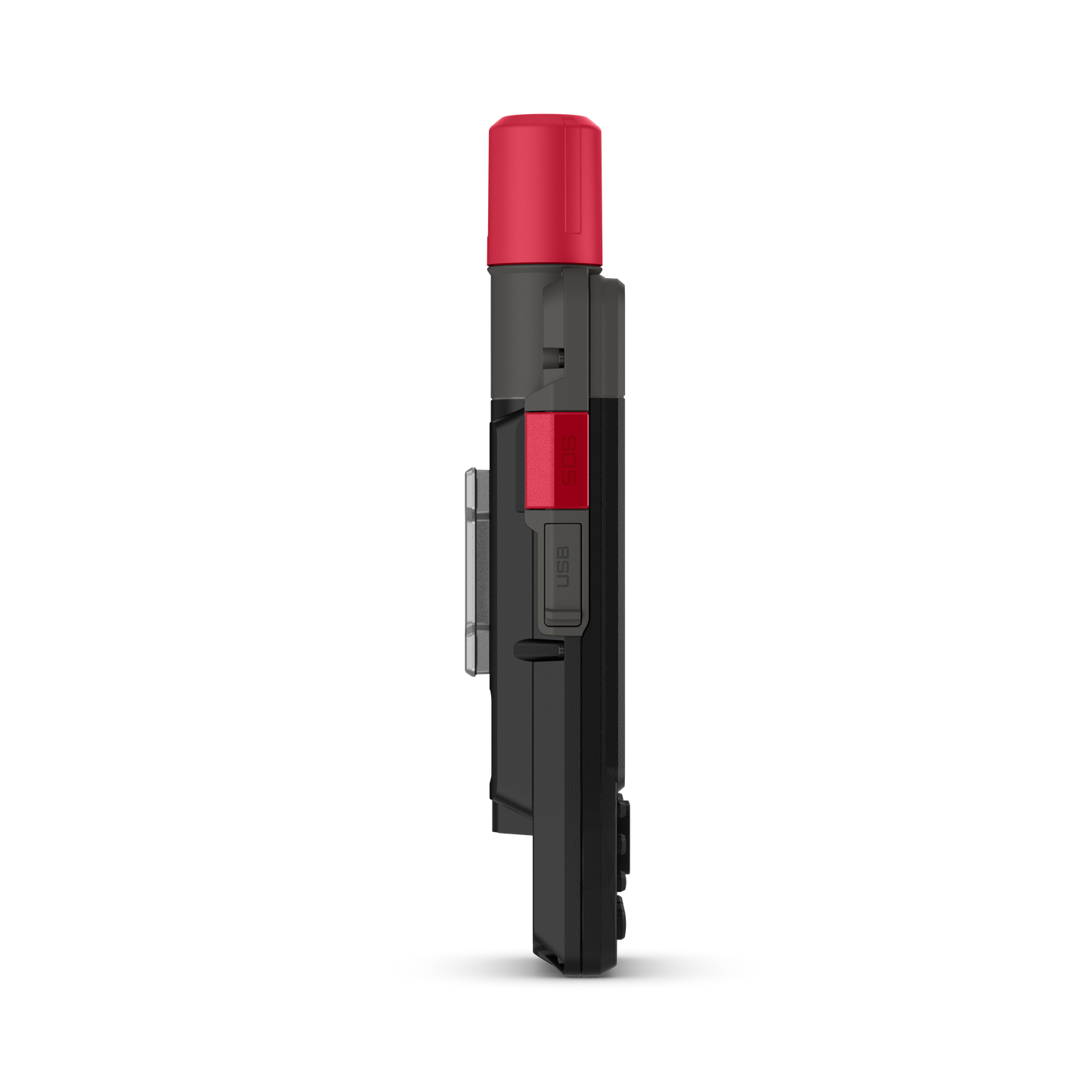 Garmin GPSMAP H1i Plus handheld GPS with inReach, red top cap on rugged gray body.
