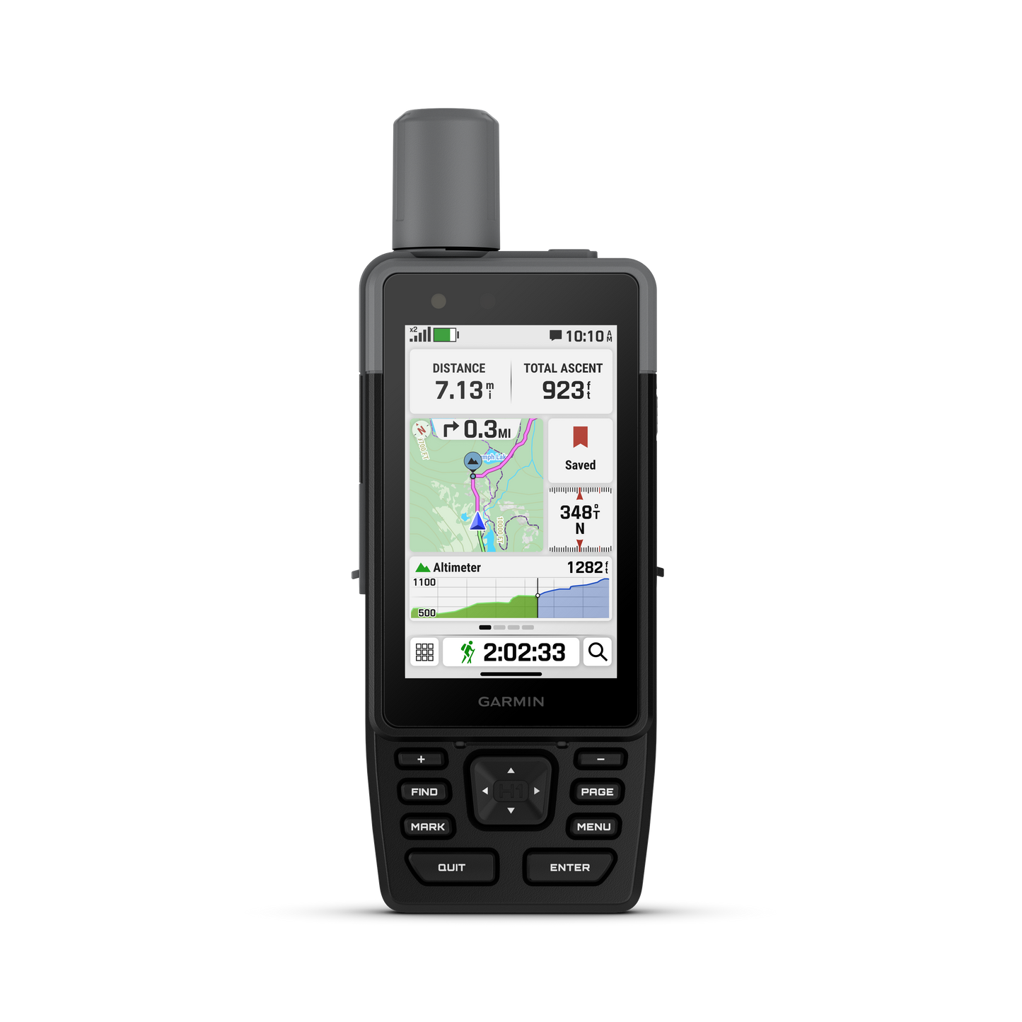 Garmin GPSMAP H1 Premium handheld GPS unit, gray with map display