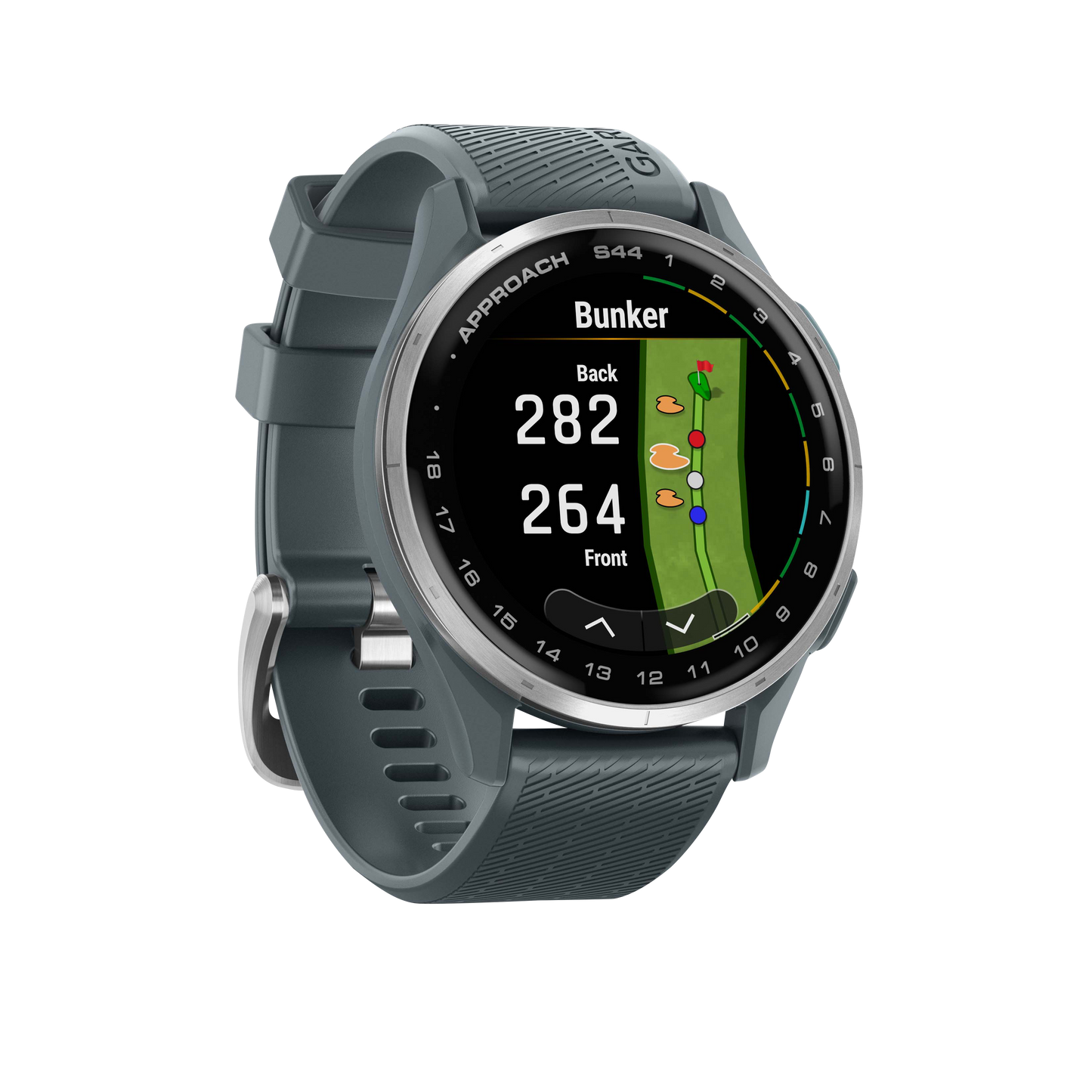 Garmin Approach S44, Silver Bezel/Twilight Band, Golf GPS Smartwatch & Rangefinder (010-03009-01) by Garmin