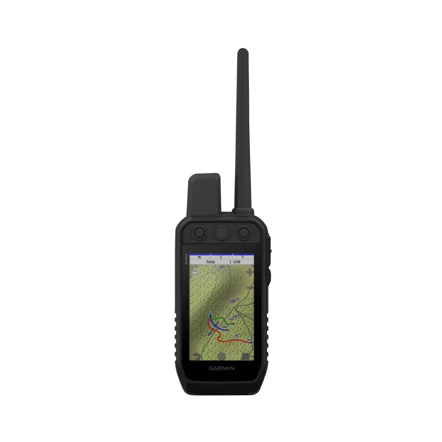 Garmin Alpha 200 Plus handheld GPS tracking and training device with long antenna, black