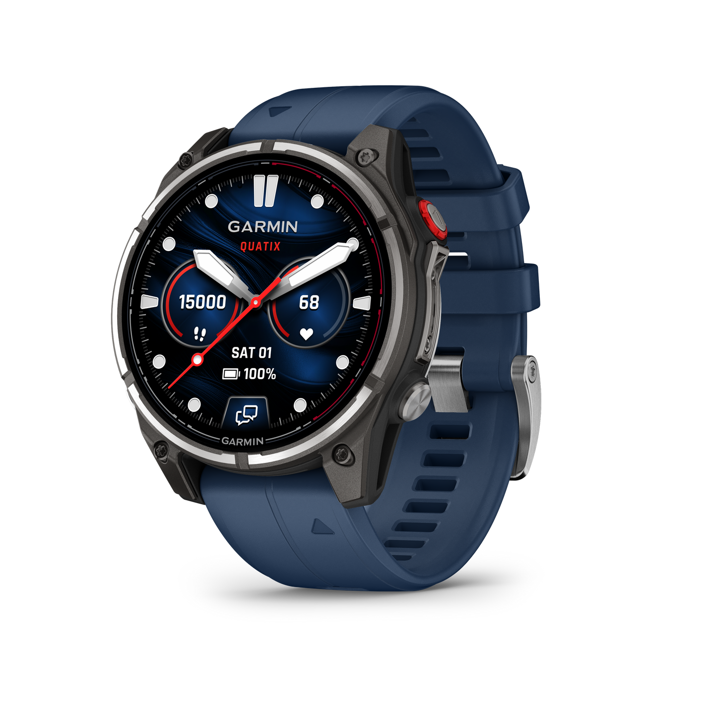 Garmin quatix 8 Pro 47 mm smartwatch with AMOLED display and blue silicone band