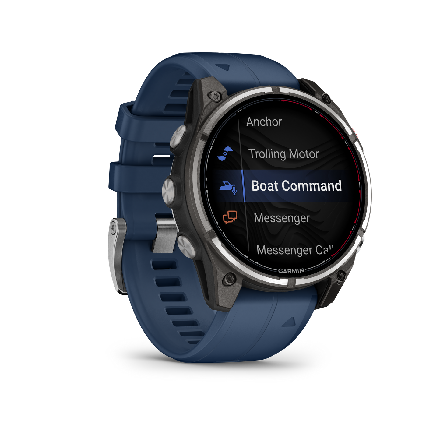 Garmin quatix 8 Pro marine GPS smartwatch, 47 mm, with blue silicone strap and AMOLED display