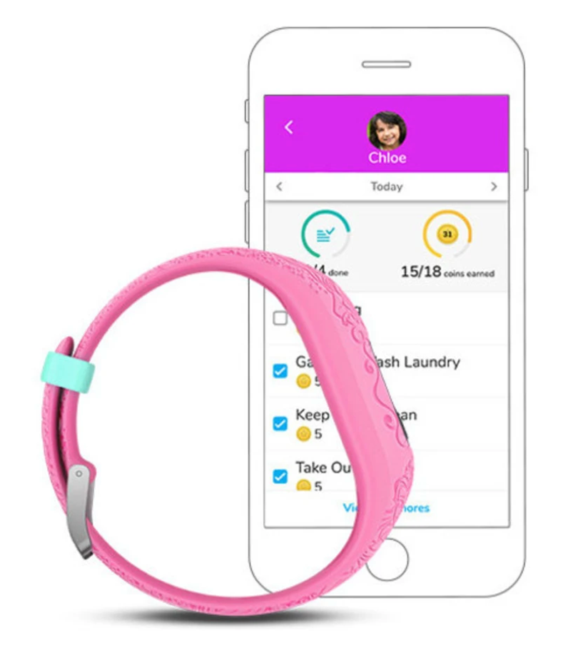 Garmin Vivofit Jr. 2 Disney Princess pink activity tracker with adjustable band