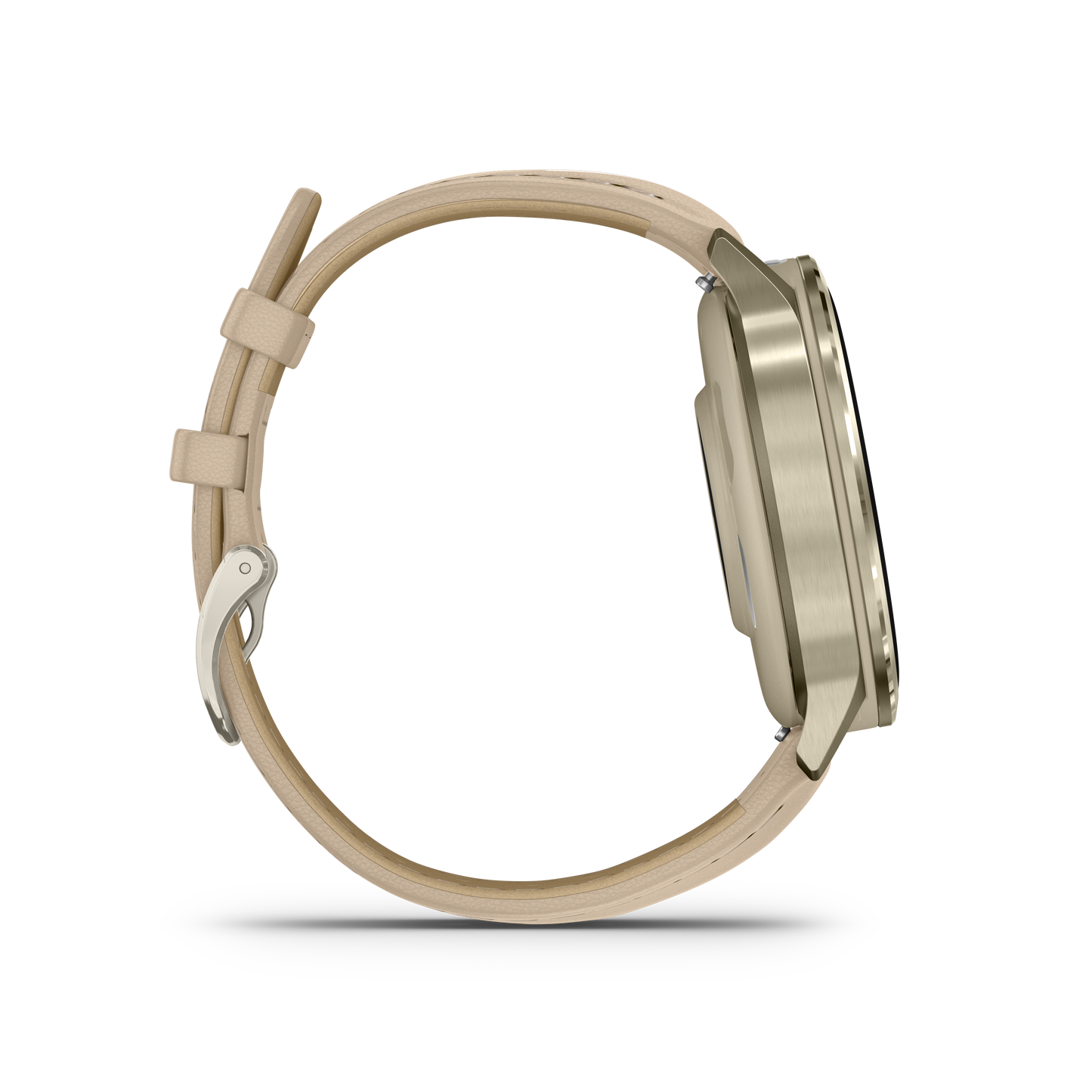 Garmin Venu 4 smartwatch, 41mm Lunar Gold with bone silicone band and light sand leather band (2 bands)