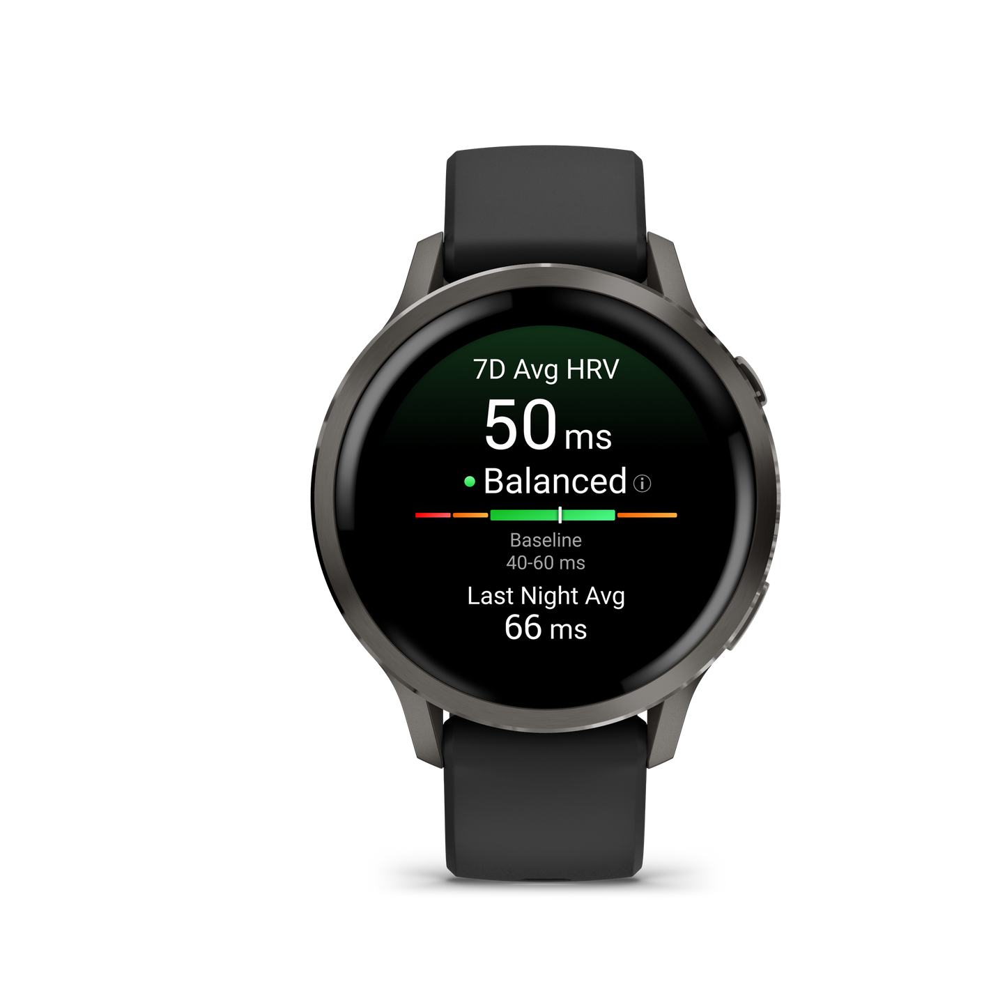 Garmin Venu 4 smartwatch, 45mm slate case with black silicone band