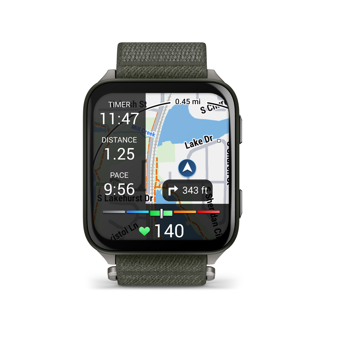 Garmin Venu X1 Moss smartwatch with titanium case and Moss ComfortFit band