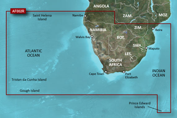 Garmin map card: Africa Southern Coastal and Inland BlueChart g3, HXAF002R, microSD/SD (010-C0748-20)