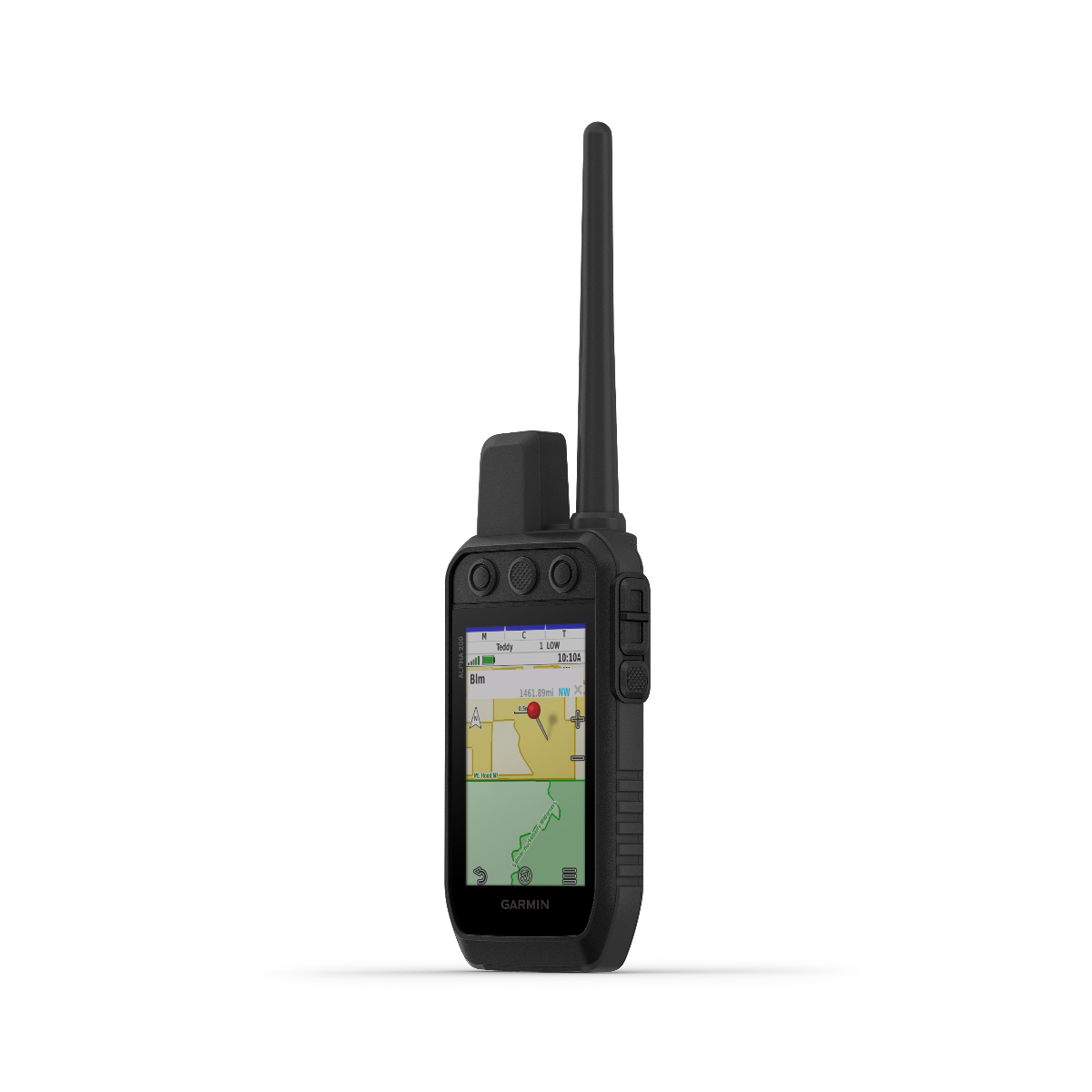 Garmin Alpha 200 handheld dog-tracking device, black with map display