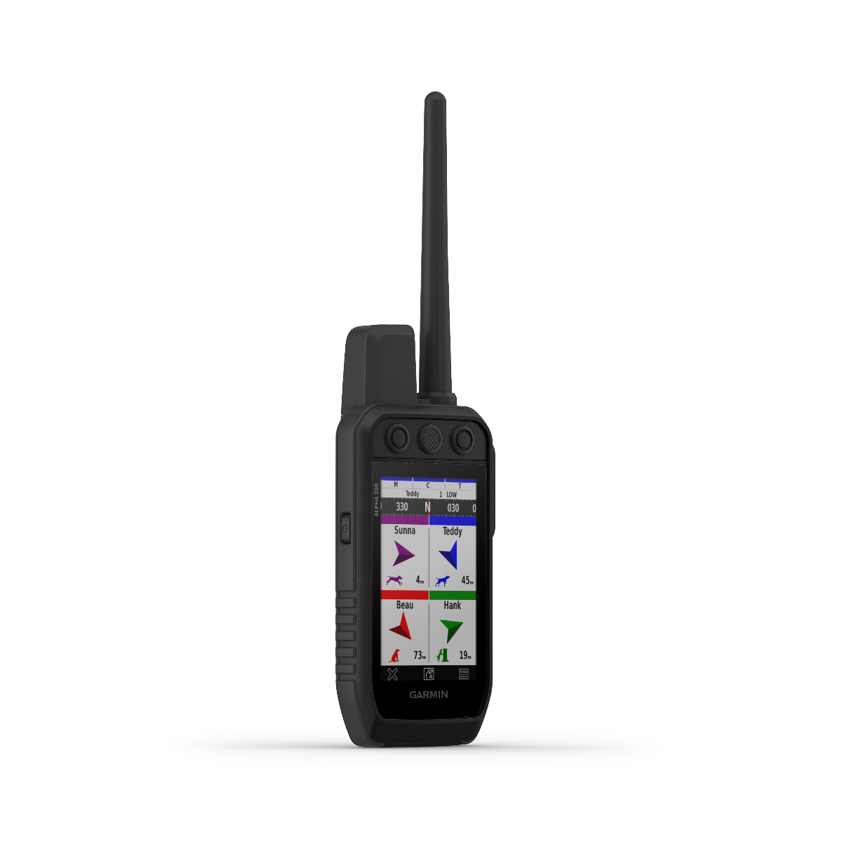 Garmin Alpha 200 handheld black dog-tracking device with antenna