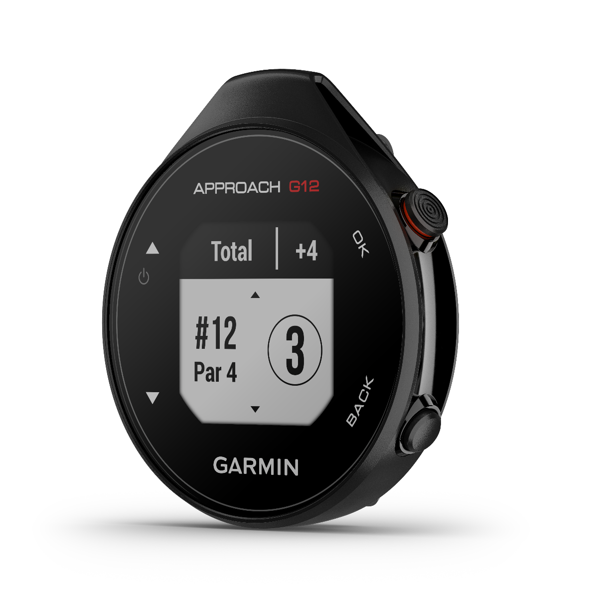 Garmin Approach G12 GPS golf rangefinder watch, black with round display
