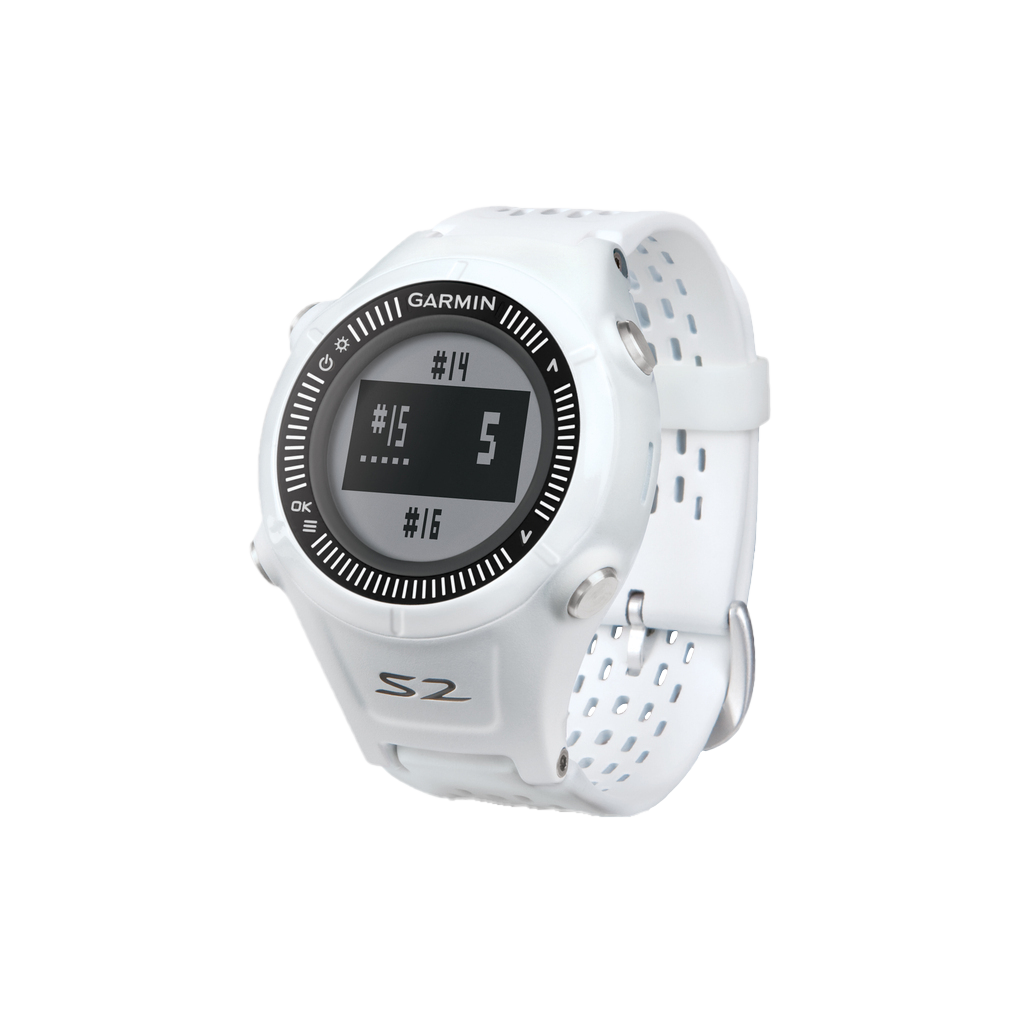 Garmin Approach S2 white golf GPS smartwatch with perforated strap
