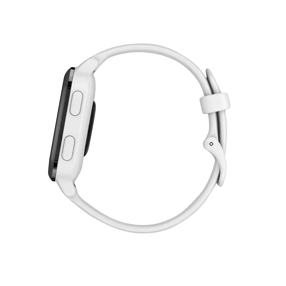 Garmin Venu Sq Music GPS smartwatch, slate bezel with white band, Garmin Certified Refurbished