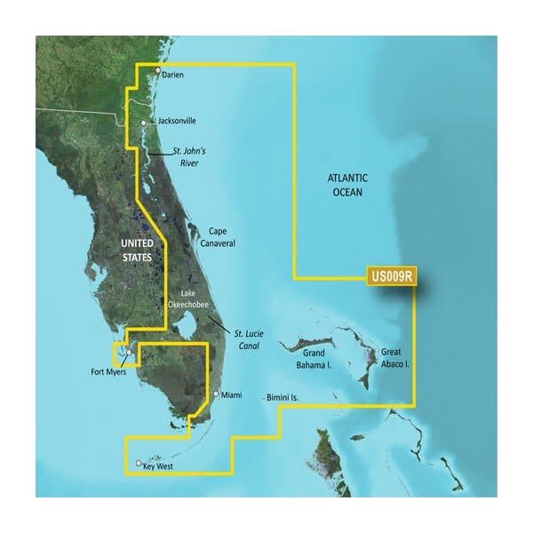 Garmin BlueChart g3 Vision coastal charts map card US009R for U.S. Jacksonville to Key West, FL microSD/SD