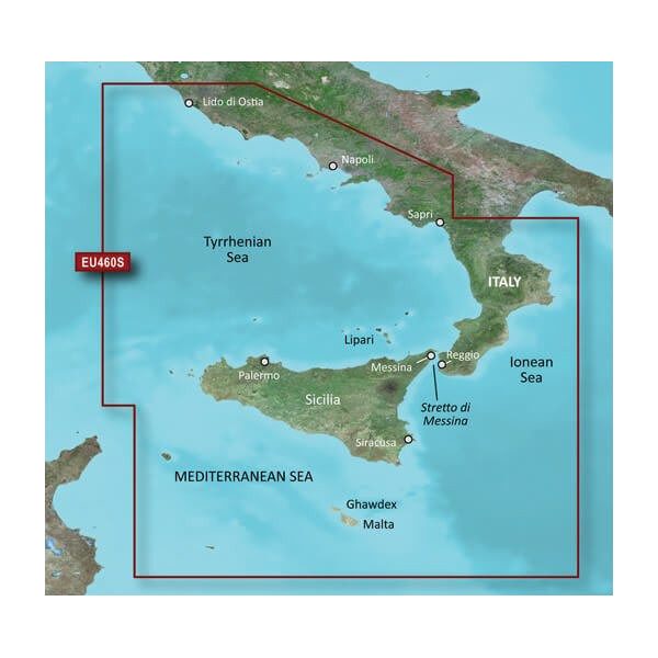 Garmin Italy, Sicily to Lido di Ostia Charts BlueChart g3 Vision | VEU460S | microSD/SD by Garmin