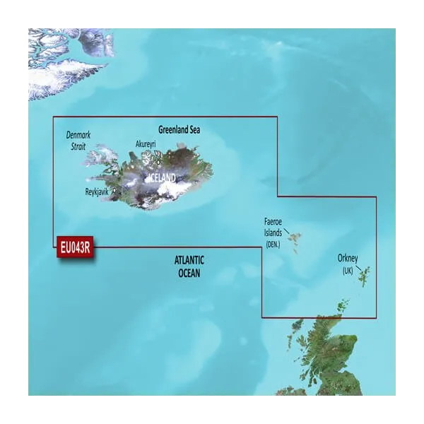 Garmin Iceland to Orkney Coastal Charts BlueChart g3 map on microSD/SD card