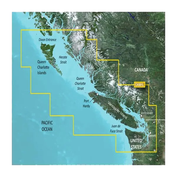 Garmin BlueChart g3 Vision map card for Puget Sound to Dixon Entrance, VCA501L, microSD/SD