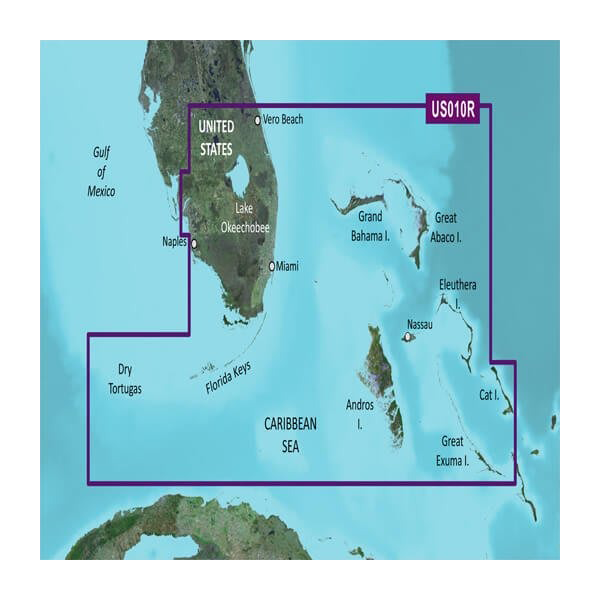 Garmin BlueChart g3 Vision coastal map card VUS010R for U.S. South Florida and North Bahamas, microSD/SD