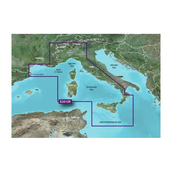 Garmin Mediterranean Sea Central & West BlueChart g3 map card HXEU012R microSD/SD