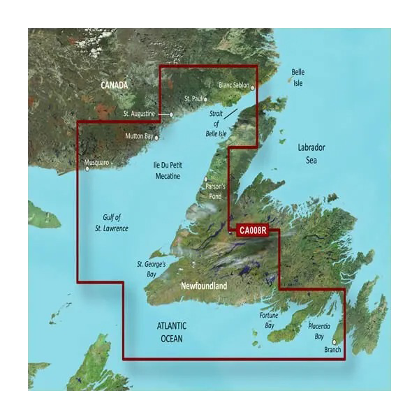 Map card Garmin Newfoundland West Coastal BlueChart g3 Vision CA008R microSD/SD
