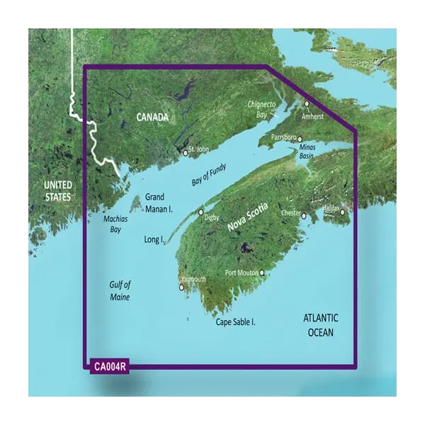 Garmin Canada Bay of Fundy BlueChart g3 Vision map card, CA004R, microSD/SD with purple border