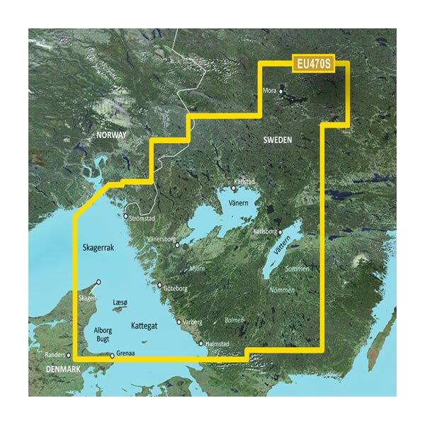 Garmin BlueChart g3 Vision map card Sweden Stromstad to Halmstad, microSD/SD, yellow route border