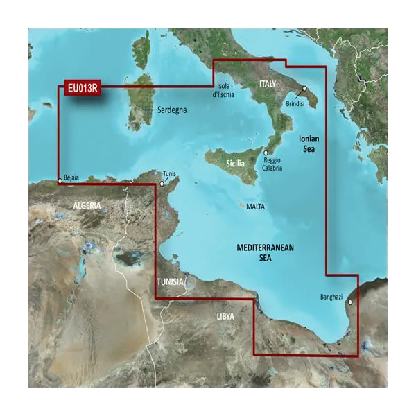 Garmin BlueChart g3 Vision map card VEU013R for Italy Southwest & Tunisia on microSD/SD