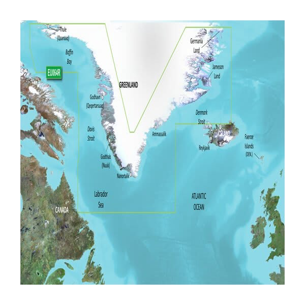 Garmin Greenland Charts BlueChart g3 map card; microSD/SD, Greenland marine chart.