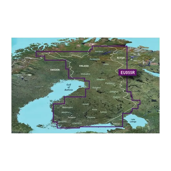 Garmin Bluechart G2 Vision Finnish Lakes map card for microSD/SD with Finland map and purple boundary