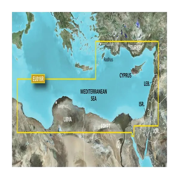 Garmin BlueChart g3 Mediterranean Southeast map card for microSD/SD HXEU016R.