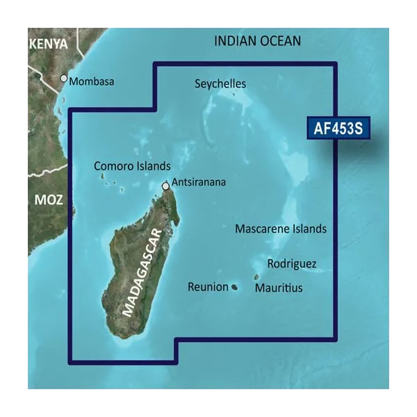 Garmin Indian Ocean, Mascarene Plateau and Madagascar Charts BlueChart g3 Vision | VAF453S | microSD/SD by Garmin