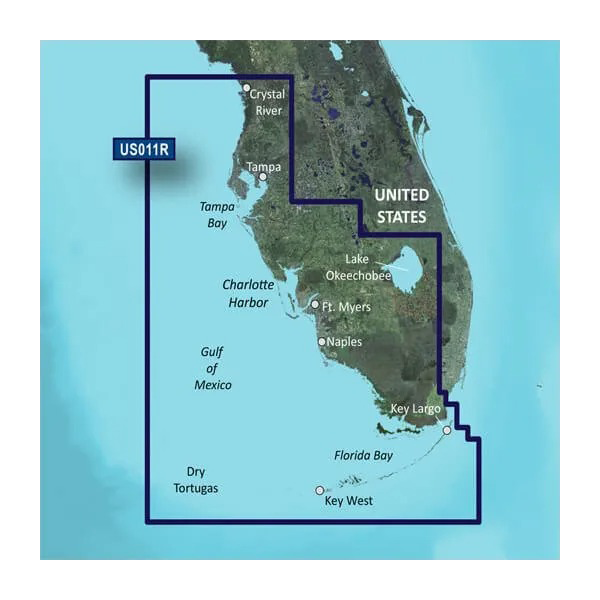 Garmin US Southwest Florida Coastal Charts BlueChart g3 Vision map card, blue border, microSD/SD