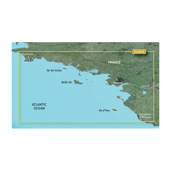 Garmin BlueChart g3 Vision map card for France Penmarch to Les Sables d'Olonne, VEU464S microSD/SD.