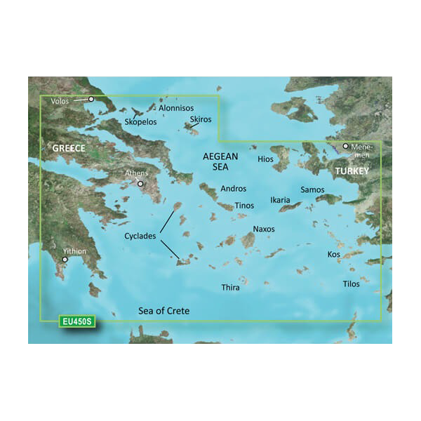 Garmin Greece Athens and Cyclades BlueChart g3 Vision VEU450S map card on microSD/SD