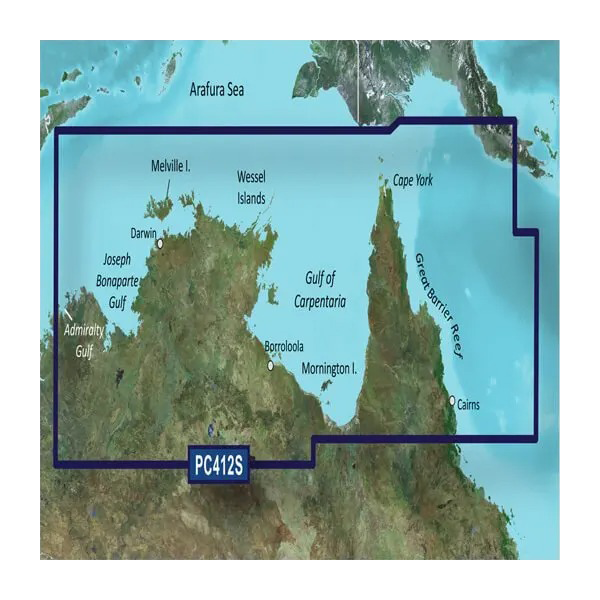 Garmin PC412S BlueChart g3 Vision coastal map for Admiralty Gulf WA to Cairns