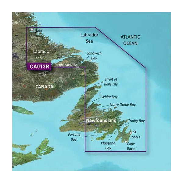 Garmin Labrador Coastal Charts BlueChart g3 Vision map card, CA013R, microSD/SD