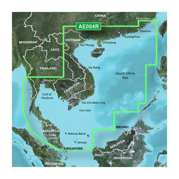 Garmin South China Sea Coastal Charts BlueChart g3 map card HXAE004R microSD/SD, green boundary