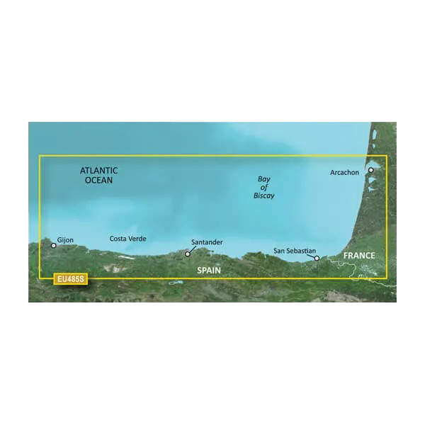 Garmin map card: BlueChart g3 Vision Spain from Fuenterrabia to Gijón, microSD/SD VEU485S