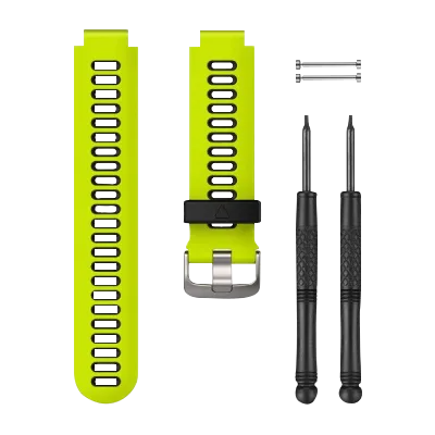 Garmin Force Yellow/Black watch band kit with two yellow bands, two screws, and two black screwdrivers