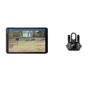 Garmin BC 35 wireless backup camera system with two components: display unit and camera.