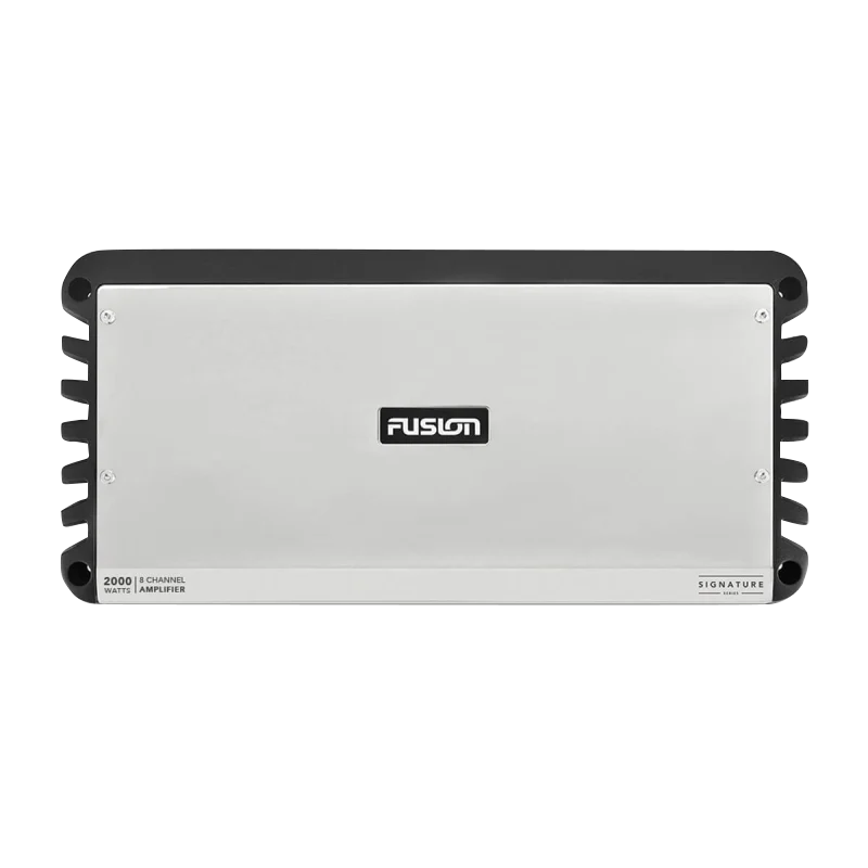 Garmin Fusion Signature 8-channel 2000W marine amplifier, silver chassis with black end caps