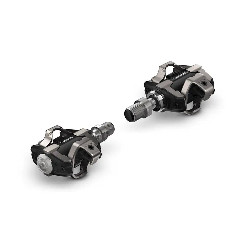 Garmin Rally XC200 dual-sensing power meter pedals, pair in black and gray.