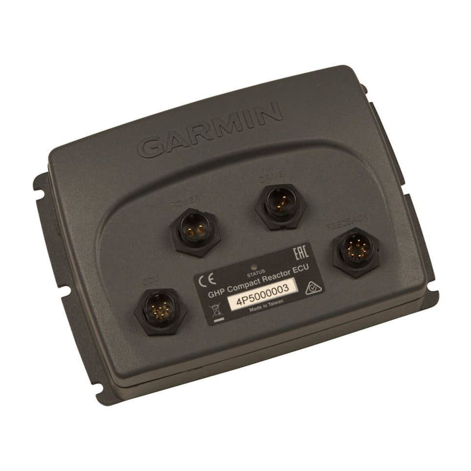 Garmin GHP Compact Reactor ECU for watercraft engine controls, gray enclosure with four connector ports